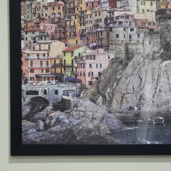 Puzzle Art - 1000-Pc Puzzle Cinque Terre Italy - Completed and Black Framed - Picture 3 of 16